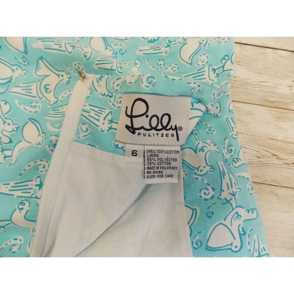 Lilly Pulitzer Vintage Ol Salty Seagull Print Preppy Skirt Sz 6 Blue White - Picture 5 of 7